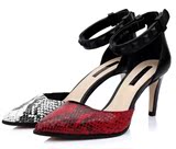正品代购艾思加图娜15新款牛皮蛇纹尖头细高跟女鞋9OV05支持验货