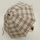 男女通用商务格子伞超强防水超大长柄雨伞创意弯钩折叠半自动伞