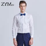 ZYMEN2016春夏季男士长袖衬衫 韩版修身薄款提花纹商务礼服男衬衣