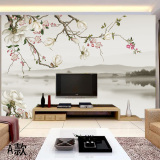 欧式无缝墙布壁画中式客厅背景墙电视3d壁纸卧室墙纸壁布现代简约