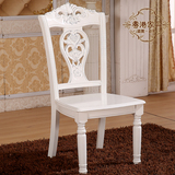 实木雕花餐椅 全橡木 白色烤漆亮光 欧式餐椅  酒店餐椅 家用椅