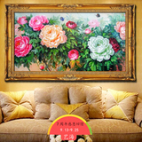 印象派油画欧式手绘餐厅有框画挂画墙画富贵牡丹花卉现代卧室壁画