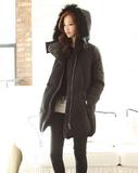2014韩国新款冬装黑色加厚韩版羽绒服女中长款大码白鹅绒显瘦潮范
