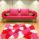 粉红色桃心欧式地毯图案个性卧室床边客厅茶几地垫可定制满铺包邮