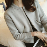 2016春季新款韩版冬装短款针织毛衣宽松学生针织开衫女短外套加厚