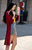 2016韩版莫代尔网纱薄风衣外套披肩雪纺拼接中长款防晒衣长袖开衫