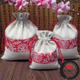 中国风红青花首饰布袋子抽口 茶叶瓷器玉器包装 米 谷物 杂粮包装