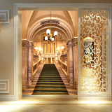 欧式玄关3d立体大型壁画壁纸楼梯竖版酒店宾馆走廊过道走道墙纸