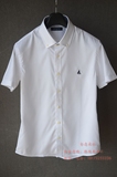bean pole宾波16年夏季男士纯白色商务休闲修身短袖衬衫半袖衬衣