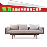 新中式休闲沙发禅意实木沙发组合客厅三人沙发样板房会所酒店家具