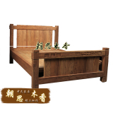 全实木双人床 中式老榆木大床1.51.8米 现代简约婚床 实木板式床