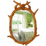 壁挂装饰梳妆镜欧式美式乡村田园家居仿木树杈镜子卫浴浴室镜复古