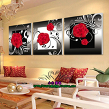1卧室床头装饰画红玫瑰花抽象花卉无框画 客厅背景墙画 现代壁画