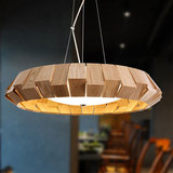 设计师个性实木吊灯办公室LED木桶个性餐吊灯北欧美式木艺餐厅灯