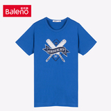 Baleno/班尼路男 时尚新品圆领印花运动T恤 青年纯棉薄款短袖上衣