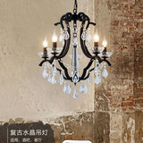 新款欧式水晶树枝型吊灯美式乡村铁艺蜡烛复古客厅灯餐厅卧室灯饰