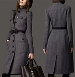代购DG杜嘉班纳2015秋冬新款欧美女装羊毛呢外套修身显瘦收腰大衣