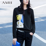 [惠]Amii艾米女装2016春夏装新款印花大码套头卫衣女上衣打底衫潮