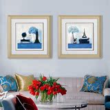 客厅装饰画现代简约沙发背景墙欧式卧室蓝色海洋油画地中海挂画