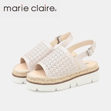 Marie Claire/MC正品时尚几何图案真皮鞋子松糕平底凉鞋厚底女鞋