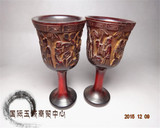 精巧成对雕刻杯子 迷藏酷仙 西藏牦牛角雕刻小酒杯 收藏成对酒杯