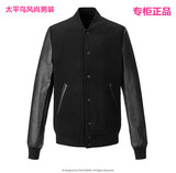 B2BC54106 太平鸟男装2015冬装时尚拼接黑色夹克 专柜正品 现货
