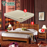 木桐居家具 现代中式实木套房家具1.5 1.8米床床头柜床垫成套组合
