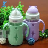 儿童水壶吸管防漏带手柄防摔玻璃1-2岁宝宝喝水壶婴儿水瓶水杯子