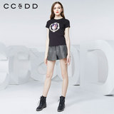 CCDD2016夏装新款专柜正品女 金丝提花阔腿裤 时尚休闲百搭短裤