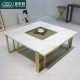 样板间设计新古典方形不锈钢大理石日本金色茶几咖啡桌Tea table