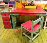 田园美式乡村实木书桌椅地中海实木梳妆台实木电脑桌实木餐桌定做