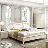 韩式田园风格白色实木储物高箱床/欧式1.8烤漆板式双人婚床/环保