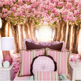 粉色浪漫温馨樱花树大型壁画客厅3D立体电视背景墙纸沙发卧室壁纸