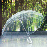 包邮 Qiutong16骨男女复古透明雨伞长柄伞自动 创意透明伞商务伞