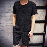 韩版夏季短袖T恤男装运动一套潮流短裤休闲套装夏天衣服薄款修身