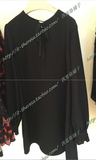 意大利专柜代购2016年秋冬pinko黑色长袖爽滑材质连衣裙