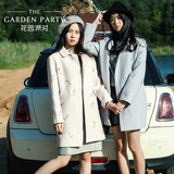 花园派对 2015秋装新款时尚女装韩版中长款刺绣毛呢外套呢子大衣