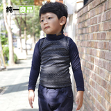 纯一良品韩版童装新品 冬装新款儿童长袖T恤 男童高领加绒打底衫