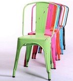 外贸工业风格 铁木家具 法式乡村 椅子 复古 多彩 铁艺 靠背 吧椅