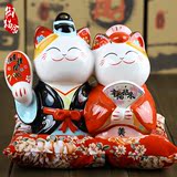 正版招财猫摆件 大号情侣日本陶瓷储蓄罐 存钱罐开业创意礼品