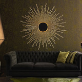 家居铁艺金色太阳镜子壁挂玄关墙面艺术装饰品欧式圆形款外贸原单