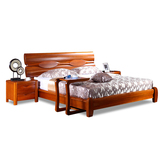 叶叶全实木床1.8米柚木高箱储物双人床现代简约中式卧室成套家具