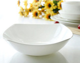 唐山纯白骨瓷 6.5英寸汤碗创意日式方盘汤盘菜盘餐盘盘子