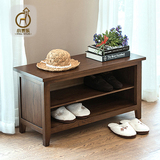 美式乡村复古换鞋凳简约现代多层小鞋柜进门柜家具纯实木可定制