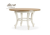 法式乡村实木白色圆形高档餐桌椅组合美式复古休闲桌欧式餐厅家具