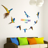 动物墙贴鹦鹉小鸟客厅沙发背景墙壁装饰卧室书房办公室布置墙纸画