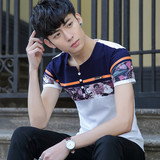 丹杰仕2016夏季潮男青少年男士短袖T恤韩版修身T恤男时尚短袖T恤