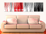 纯手绘4拼无框抽象油画客厅卧室走廊沙发背景创意挂画-- 我的树林