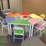美术桌梯形个性课桌椅幼儿园学生彩色绘画培训辅导桌学校拼接包邮