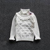 童装女童毛衣全棉线针织打底衫儿童毛线衣婴儿中高领套头宝宝线衫